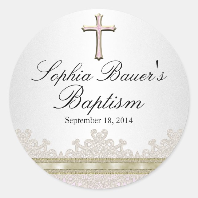 Adesivo Vinheta bonito de Lace e Batismo Cruzado (Frente)