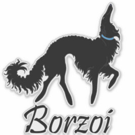 Adesivo Vinheta Borzoi do Balé Preto Cortado
