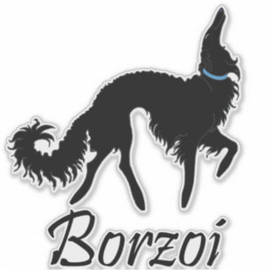 Adesivo Vinheta Borzoi do Balé Preto Cortado