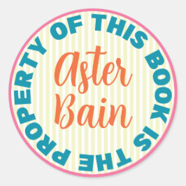 Adesivo Vinheta branca, colorida, em forma de prancheta