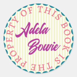 Adesivo Vinheta branca, colorida, em forma de prancheta