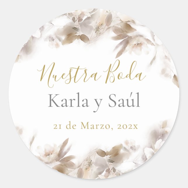 Adesivo Vinheta branca de rosa casada (Frente)