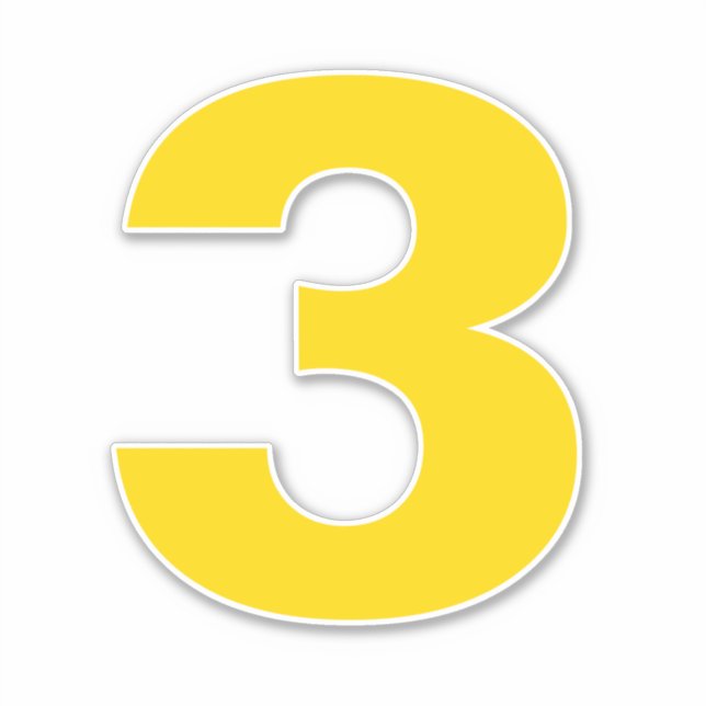 Adesivo Vinheta branca e Dourada número três (Frente)