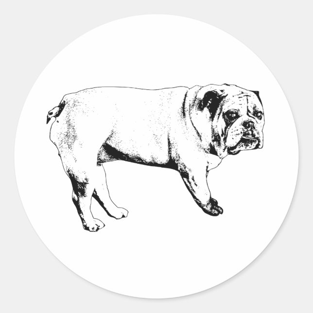 Adesivo Vinheta Buldogue de feliz (Frente)