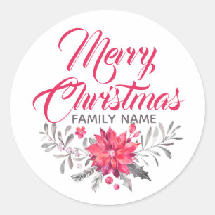 Adesivo Vinheta Buquê das Flores de Natal Feliz