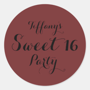 Adesivo Vinheta Burgundy Red Sweet 16