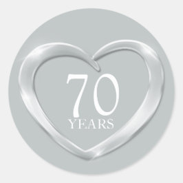 Adesivo Vinheta cardíaca do aniversário de 70 anos de plat
