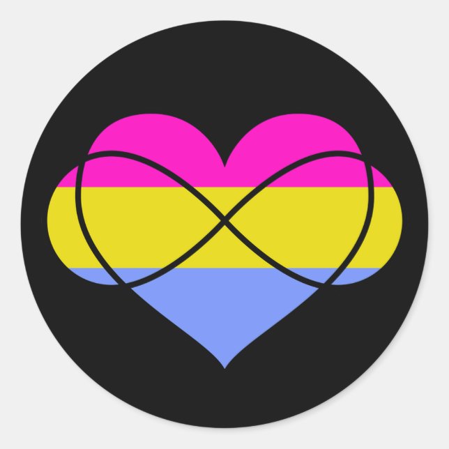 Adesivo Vinheta Cardíaca Pansexual Poliamorosa Infinity (Frente)