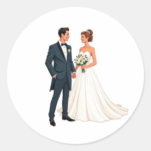 Adesivo Vinheta Casal de Casamento Elegante