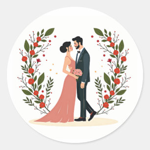 Adesivo Vinheta Casal de Casamento Elegante