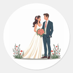 Adesivo Vinheta Casal de Casamento Elegante