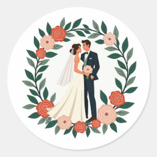Adesivo Vinheta Casal de Casamento Elegante