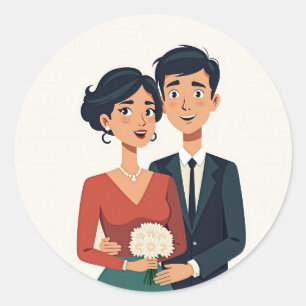 Adesivo Vinheta Casal de Casamento Elegante