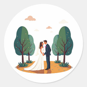 Adesivo Vinheta Casal de Casamento Whimsical