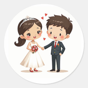Adesivo Vinheta Casal de Casamento Whimsical