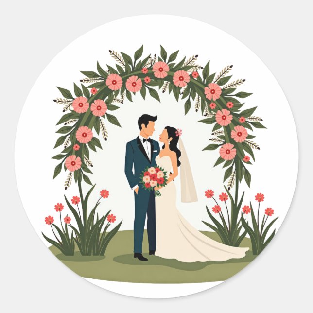 Adesivo Vinheta Casal de Dia de Casamento (Frente)