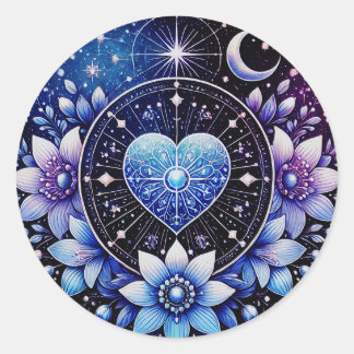 Adesivo Vinheta Celestial com Flores Místicas
