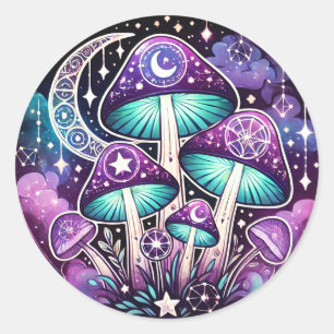 Adesivo Vinheta Celestial de Cogumelo com Acentos Místicos