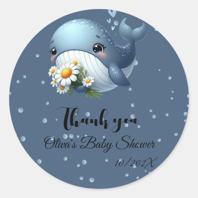 Adesivo Vinheta-Chá de fraldas de Baleia-Bebê (Frente)