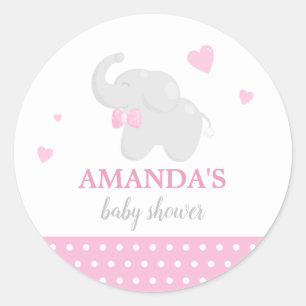 Adesivo Vinheta-Chá de fraldas de Elefante Rosa-doce