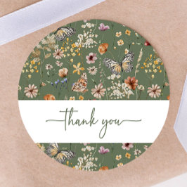 Adesivo Vinheta Chá de fraldas de flor selvagem Green Boho