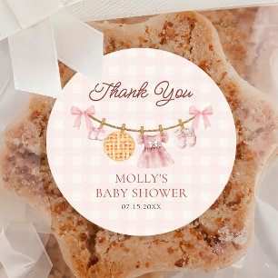 Adesivo Vinheta-Chá de fraldas de Garota Rosa-Cinza