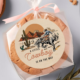 Adesivo Vinheta Chá de fraldas do Desert Western Cowboy