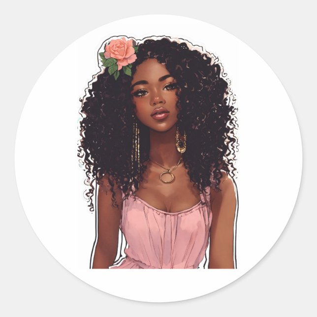 Adesivo Vinheta Chic Black Girl - Ilustração Trendy (Frente)