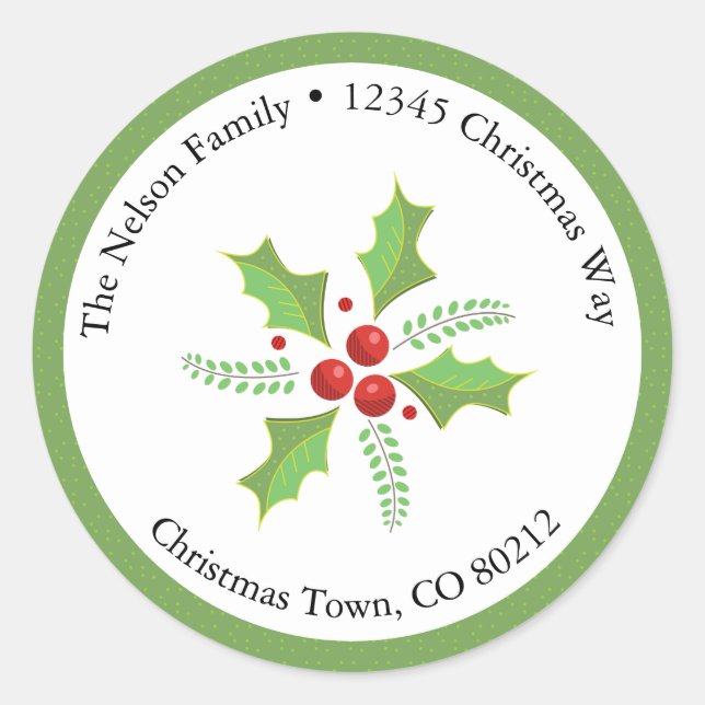 Adesivo Vinheta Circular de Retorno Holly Berries (Frente)