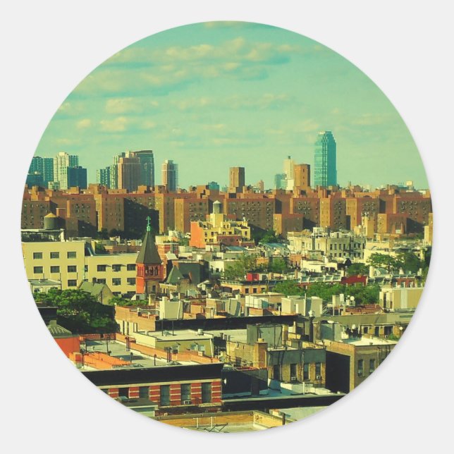 Adesivo vinheta circular Skyline NYC (Frente)