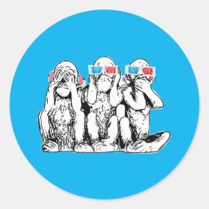 Adesivo Vinheta Clássica de Três Macacos Sábios