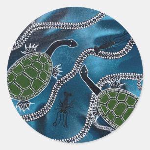 Adesivo Vinheta-cobra do pescoço da tartaruga aborígine au