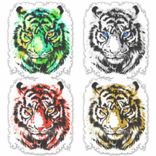 Adesivo Vinheta-cola-cabeça-de-4-Tigre