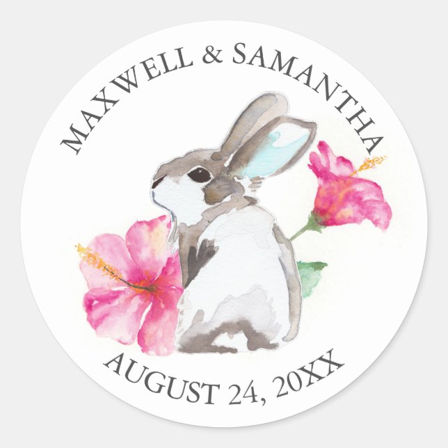 Adesivo Vinheta-cola-cola, coelho-florido cor-de-rosa (Frente)