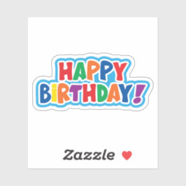 Adesivo Vinheta colorida de aniversário feliz