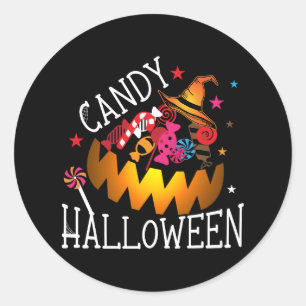Adesivo Vinheta Colorida de Halloween De Doces