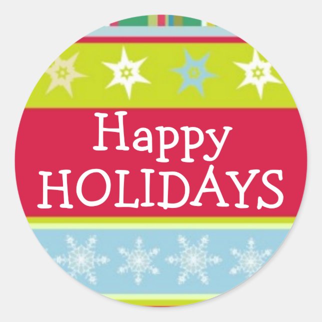 Adesivo Vinheta colorida de natal Feliz Feriados (Frente)