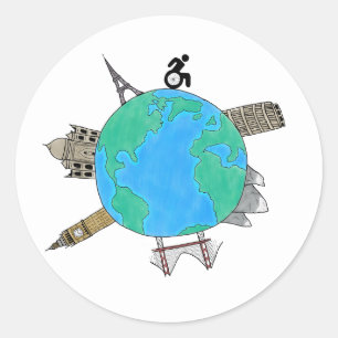 Adesivo Vinheta colorido "Cadeiras de rodas vão aos locais