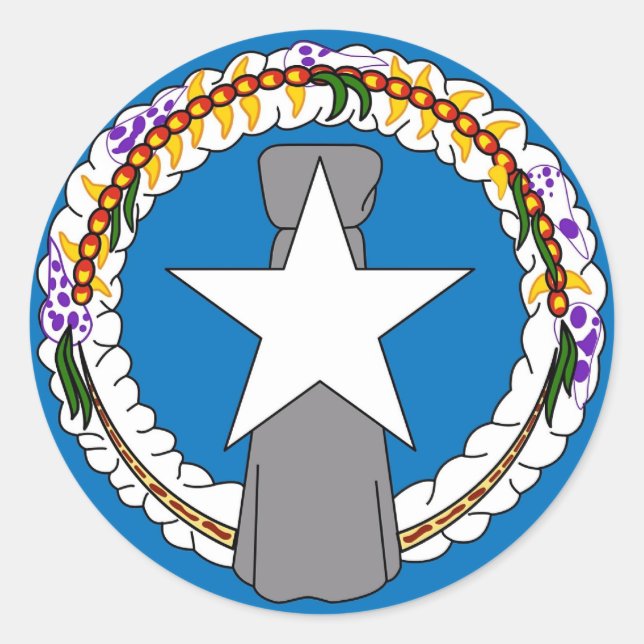 Adesivo Vinheta com bandeira das Ilhas Marianas Nortes (Frente)