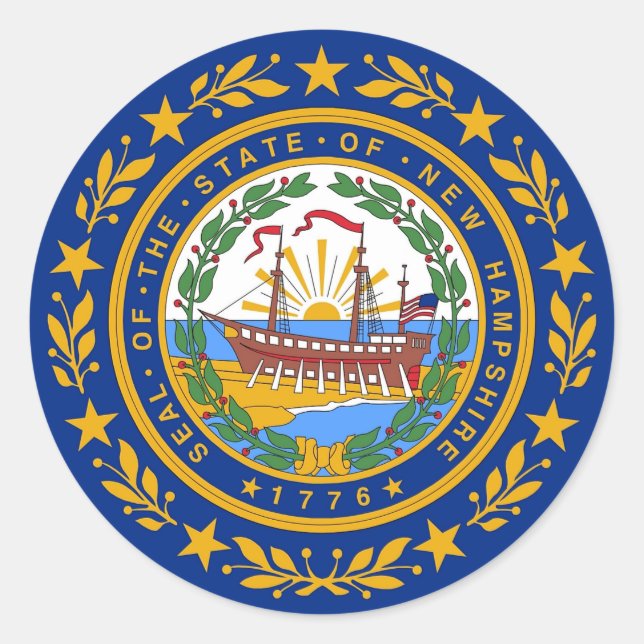 Adesivo Vinheta com bandeira de New Hampshire (Frente)