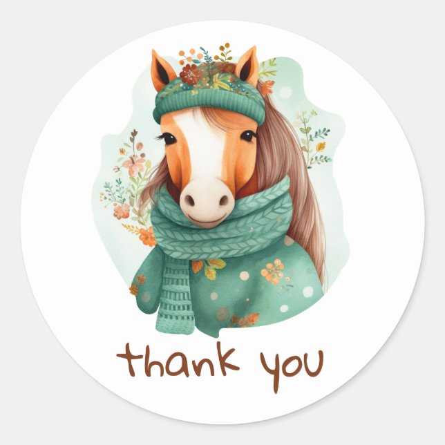 Adesivo vinheta com belo cavalo aquoso (Frente)