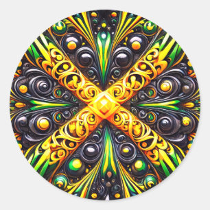 Adesivo Vinheta com Design de cores jamaicanas
