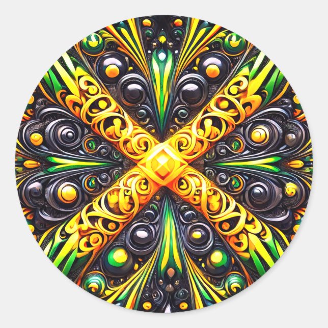 Adesivo Vinheta com Design de cores jamaicanas (Frente)