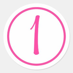 Adesivo Vinheta com Número Rosa e Borda