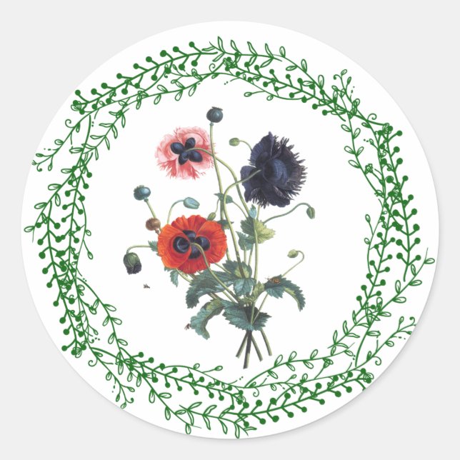 Adesivo Vinheta com papoila, brilhante, pequena, 1½ polega (Frente)