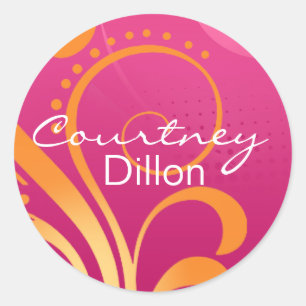 Adesivo Vinheta cor-de-rosa e laranja