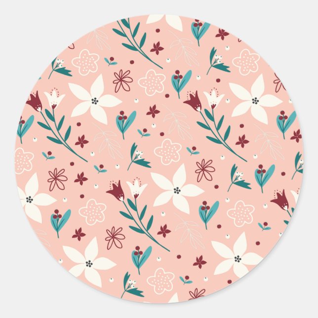 Adesivo Vinheta Cor-de-Rosa Floral Chic Elegante (Frente)