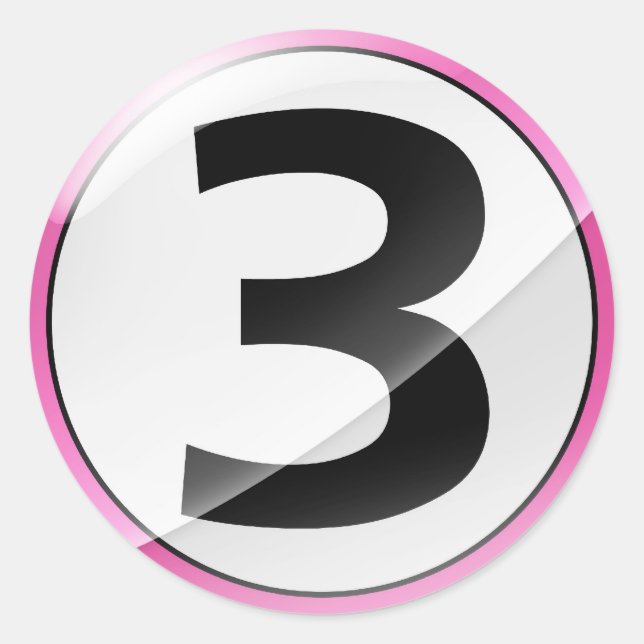 Adesivo Vinheta cor-de-rosa número 3 (Frente)