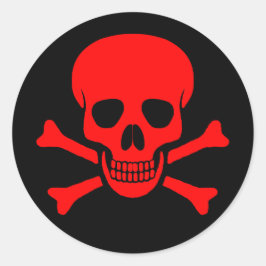 Adesivo Vinheta Crânio Vermelho e Crossbones