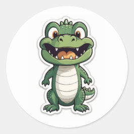 Adesivo Vinheta Crocodilo de Cartoon Adorável - Réptil Cor